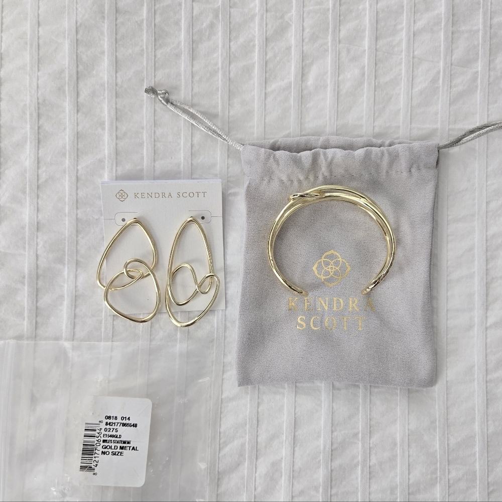 Kendra Scott Myles Earrings And Cuff Set, Gold, NWOT